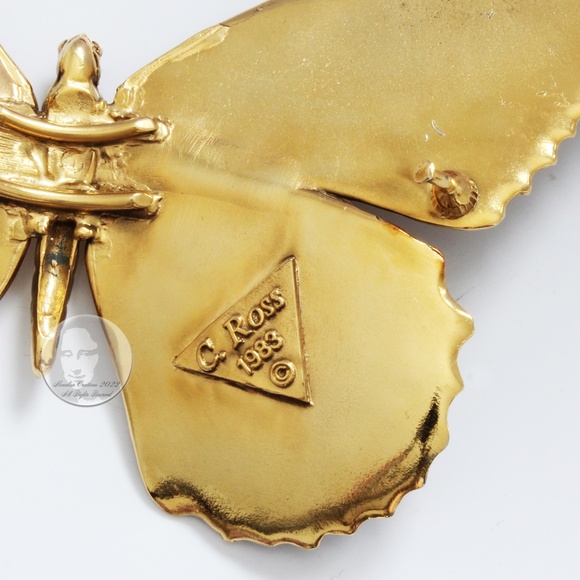 Christopher Ross Butterfly Belt Buckle Massive 8in L with Snakeskin Strap 1980s - Picture 11 of 16